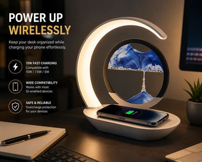 3-in-1 Quicksand LED Lamp with Wireless Charger